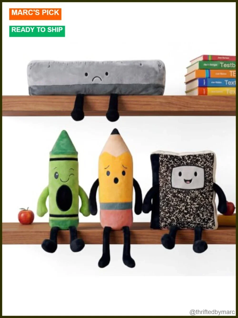 Classroom Plush Set - 4 Pieces, Crayon Pencil Ruler Notebook Stuffed Animals,